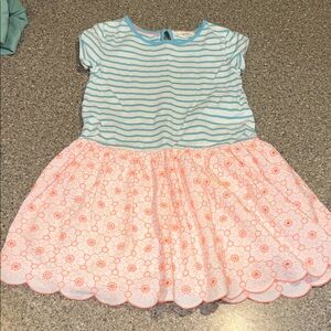 Mini Boden Blue Striped and Pink Floral Dress